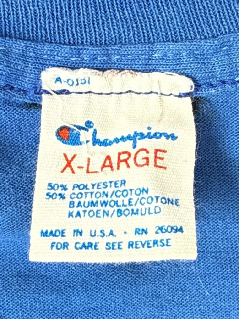 Vintage Champion 50/50 Cheerleader Graphic T-Shirt XL Royal Blue - Picture 2 of 9